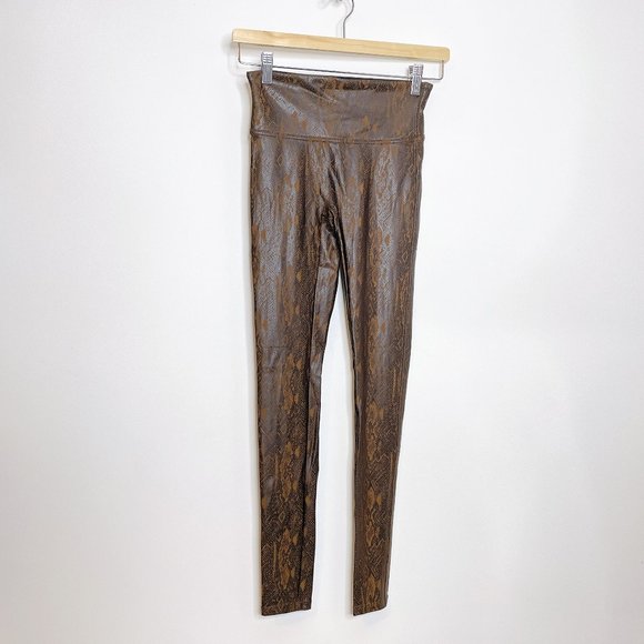 NEW Spanx Snake-Printed Faux Leather Full Length Leggings Size Petite S - Picture 6 of 10